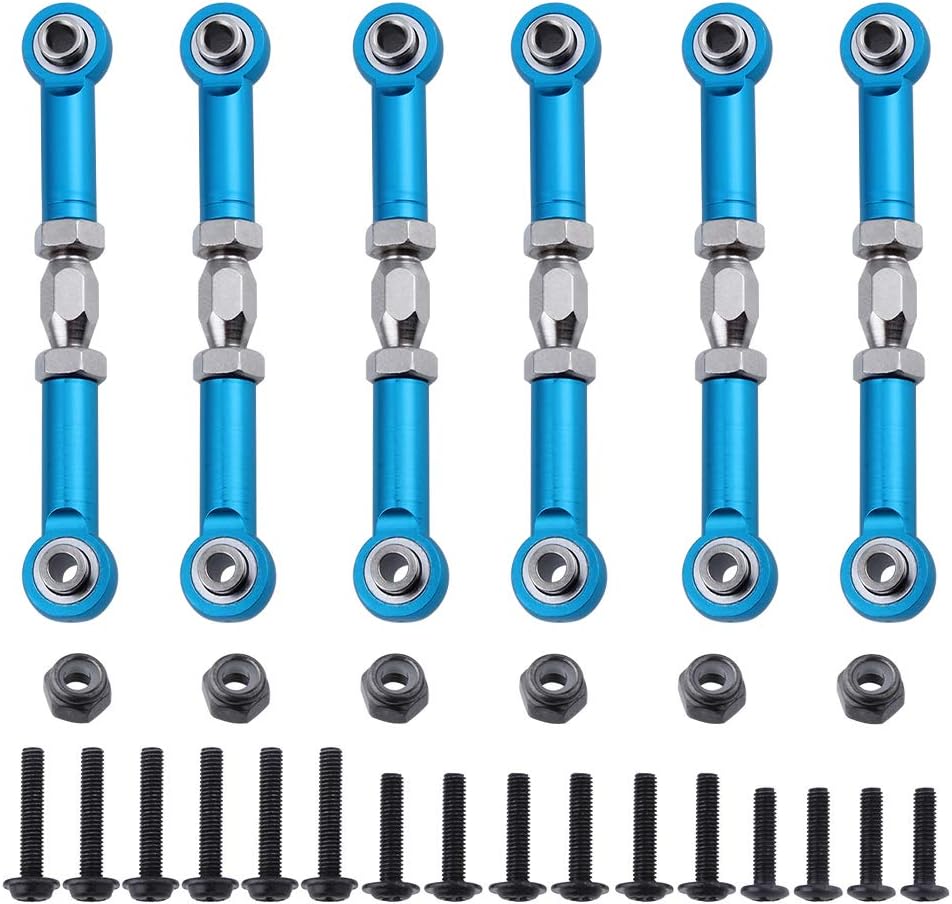 Hobbypark 6pcs 166617 Aluminum Turnbuckle w/machined Rod Ends Steering Linkage 166017 Blue for 1/10 Redcat Volcano EPX/Pro Upgrade Parts Monster Truck HSP Brontosaurus 94111