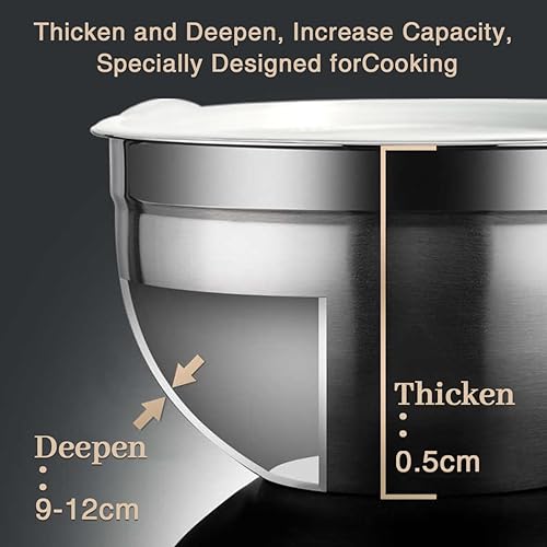 Miniatura 4 de Juego de 5 cuencos de acero inoxidable, utensilios para cocina, multifuncionales, apilables, aptos para lavavajillas, 3.75 L 3.25 L 2.5 L 2 L