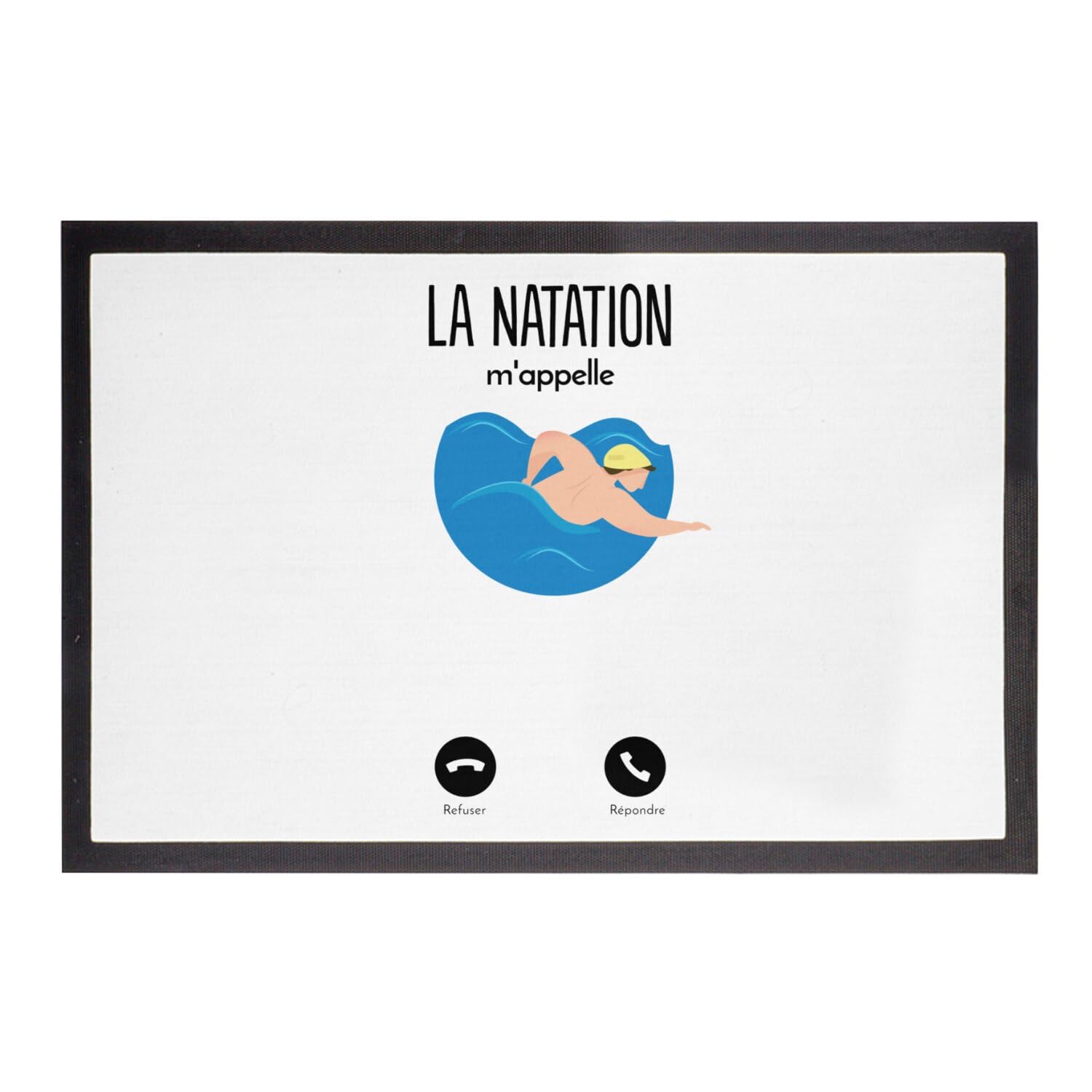 Paillasson Blanc Natation m'appelle pour entrée de maison de nageur