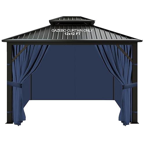 slashome 10'x12' Gazebo Curtains Outdoor Waterproof, Navy Blue Universal Replacement
