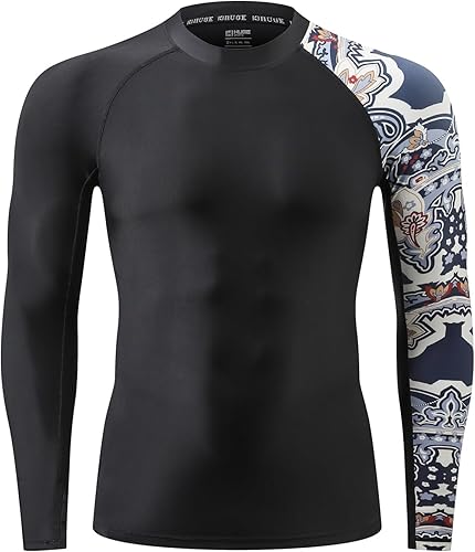 Miniatura 3 de HUGE SPORTS Camiseta de protección para hombre, manga larga, con protección solar UPF 50+, protección UV, de secado rápido y con diseño de costuras