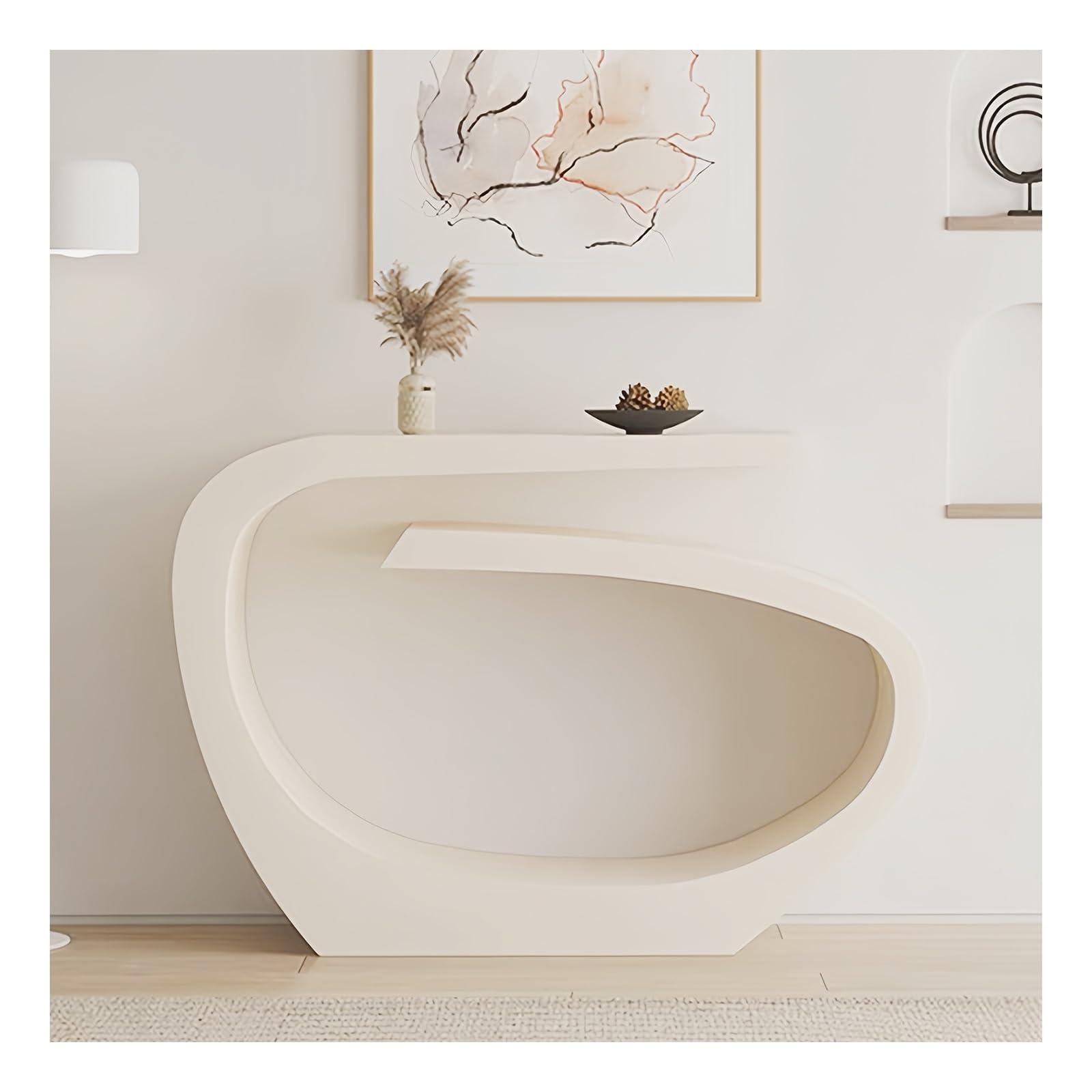 Console d'entrée, Table Basse avec Rangement Ouvert, Table d'appoint Longue pour Salon, Couloir, entrée (Blanche, 100 x 85 cm / 39,4 x 33,5 Pouces)