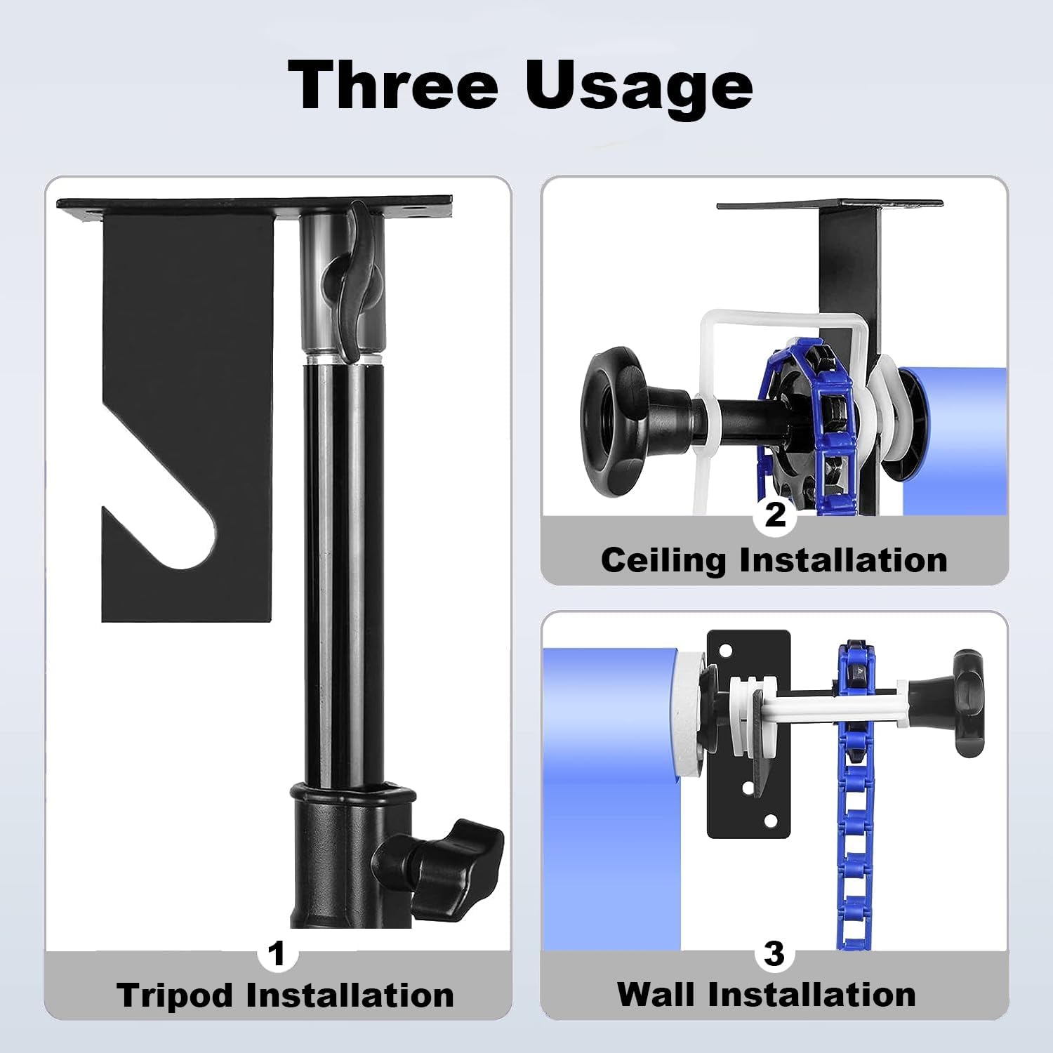 Photography Double Roller Wall Mounting Manual Background Support System, with 2 x Dual Purpose Double Hook, 4 x Expand Bar, 2 x Chain, Load Capacity: 22lb/10kg