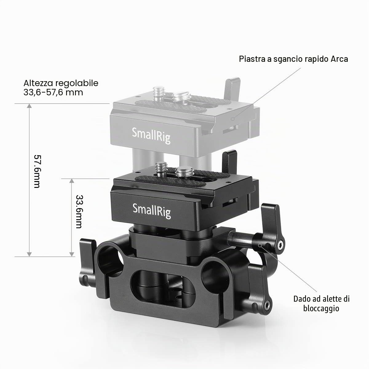 SMALLRIG Base Plate Sistema di Supporto per Guide Universali da 15 mm Piastra di Base - 2272B