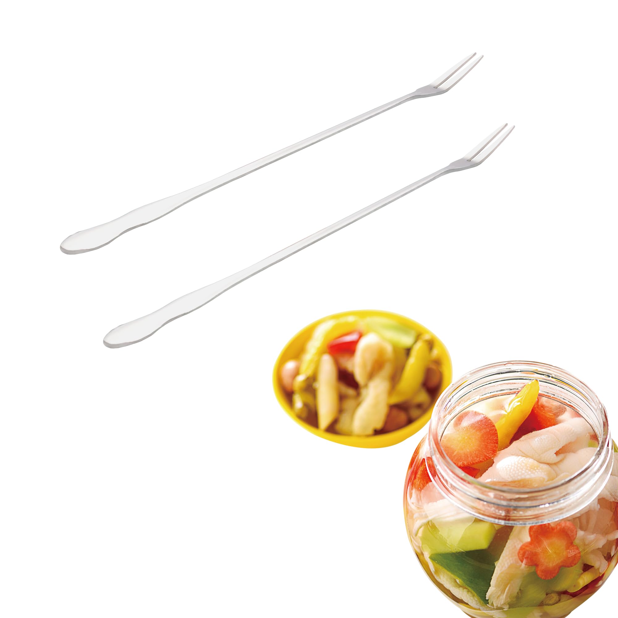 10 Inch Pickle Fork Set of 5, Stainless Steel Long Handle Pickle Grabber for Jars, Olive Forks, Cocktail Forks, 2-Prong Fruit Dessert Appetizer Forks — Amazon image 7