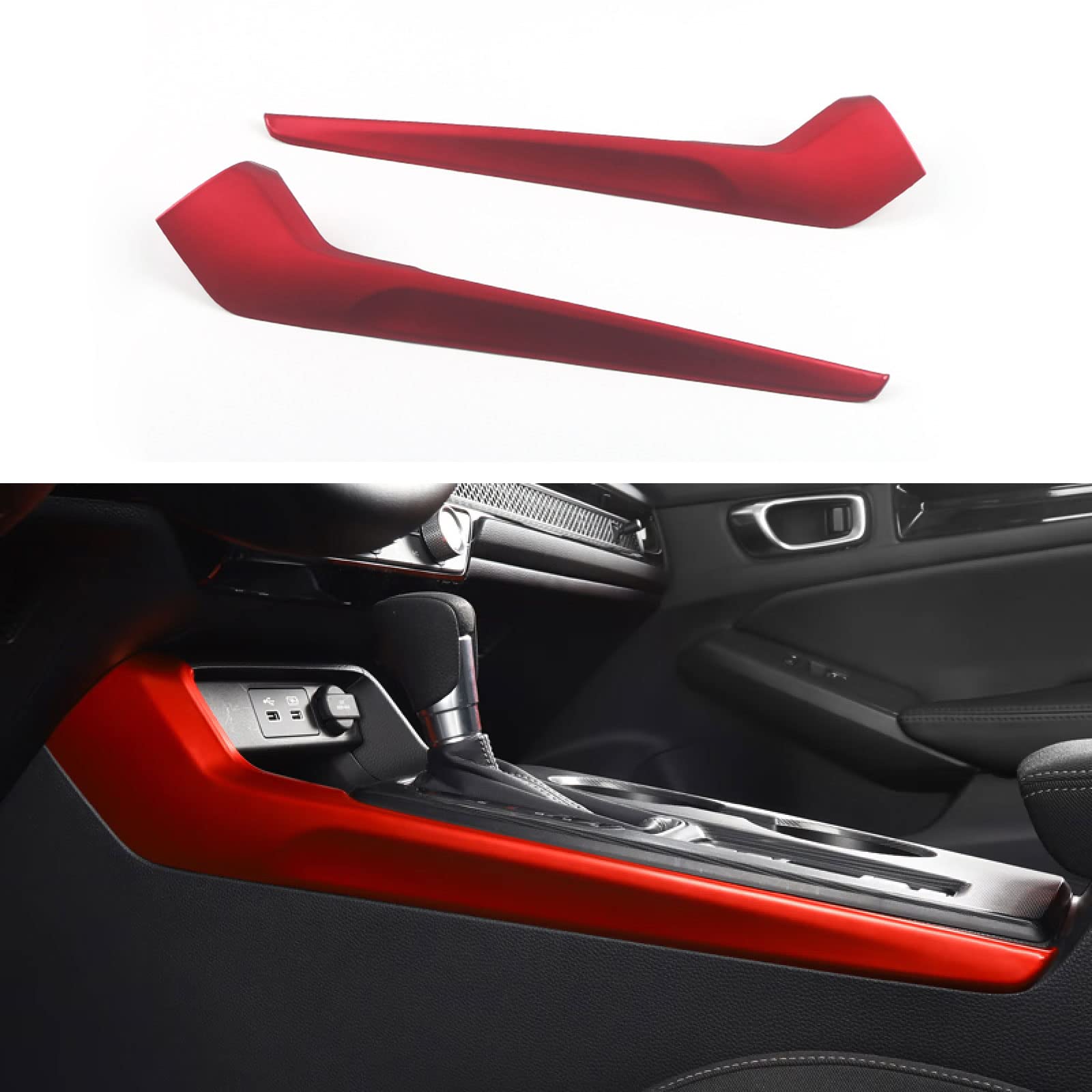 Car Accessories Center Console Gear Shift Panel Side Cover Trim Frame Cover Sticker Fit for Honda Civic 11TH Gen 2022 2023 2024 2025 2026 ABS 2PCS(Matte Red)