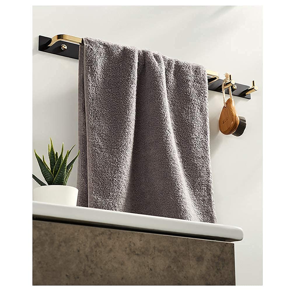 Toallero Autoadhesivo, Soporte para toallero montado en la Pared con 2 Ganchos, Colgador sobre la Puerta para Perchero, Toalla, Ropa, sin taladrar (Color : Black Gold)