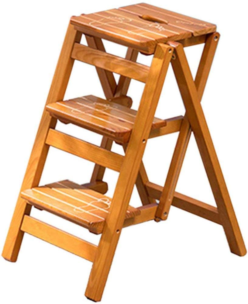 Échelle pliante en bois massif durable avec finition soignée pour intérieur