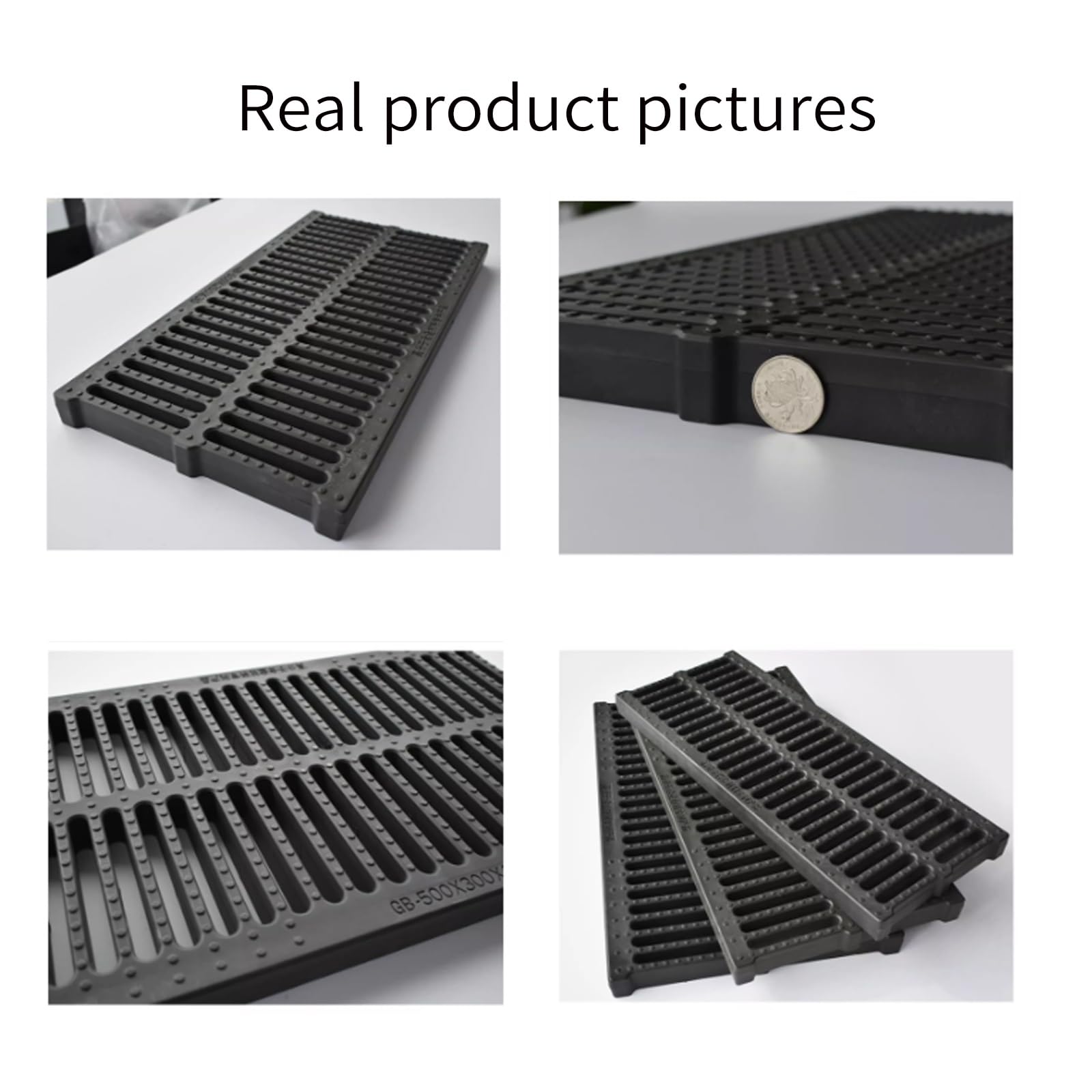 Genérico Rejilla de plástico polimérico de 50 x 35 cm para desagües Exteriores, antiobstrucción, extraíble y fácil de Limpiar, Ideal para Canales y Marcos de desagüe. Sistema de Drenaje Duradero y EF