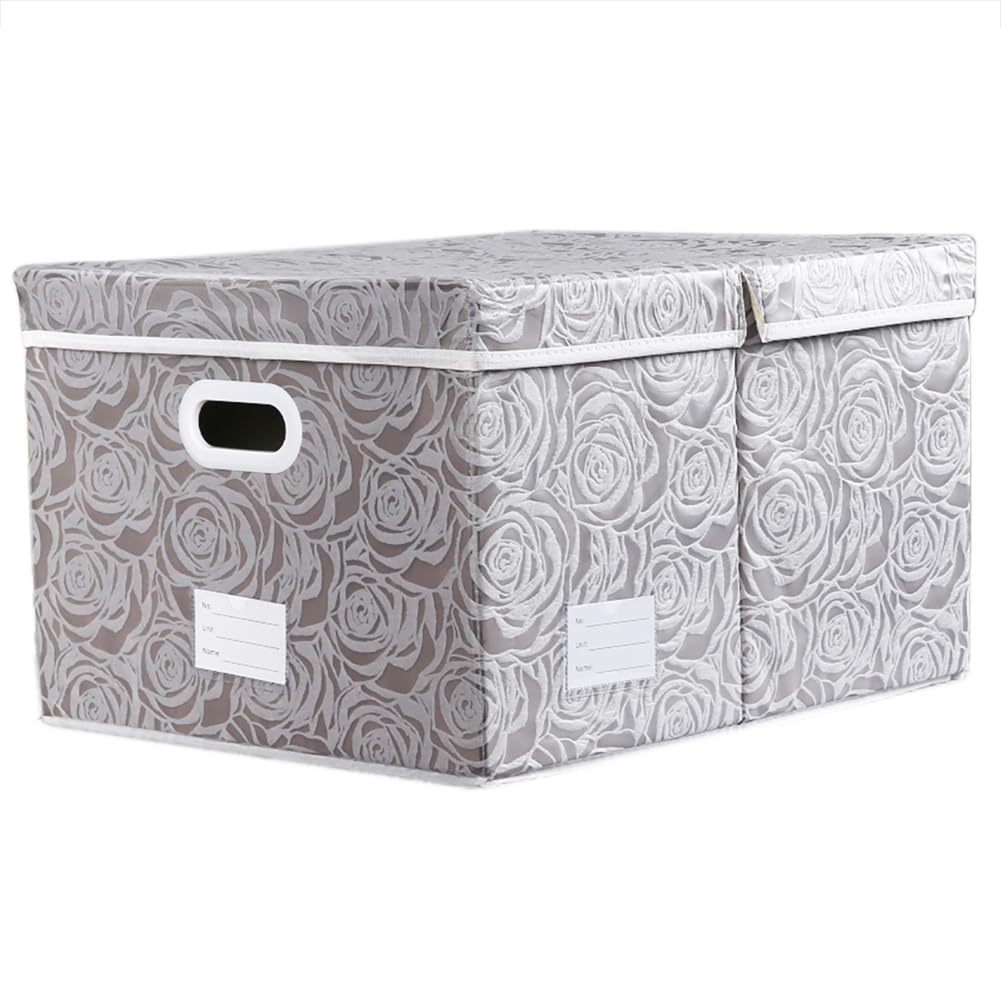 Prandom Storage Boxes with Lids Large.Rose Pattern Fabric Decorative Storage Box, Really Useful Box,Clothing Storage,Cubes Organizers,Collapsible,Stackable,58x40x30cm, Gray[1-Pack] — image 1