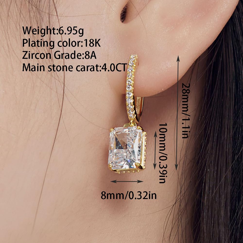 WBDWWTD Funkelnde baumelnde Ohrringe aus 18 Karat vergoldetem Sterlingsilber mit brillantem Diamant für Frauen, Versprechen, Hochzeit, Valentinstag, Schmuck, Geschenk