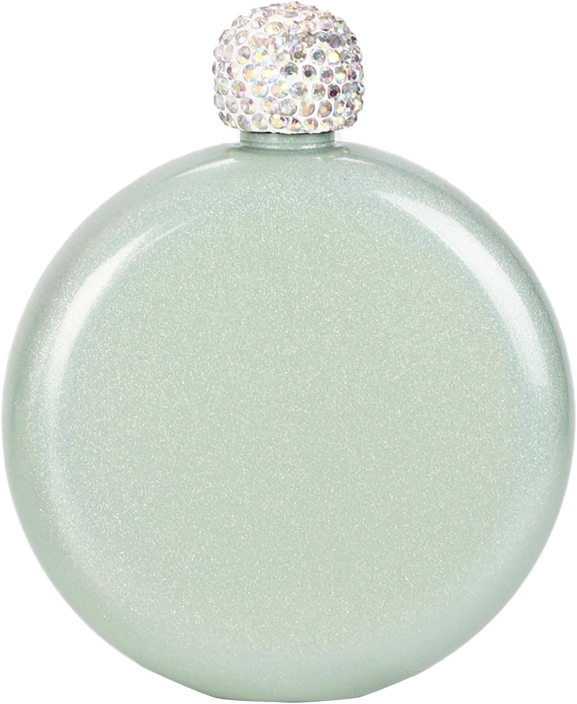 Hip Flask Stainless Steel Round Flasks for Liquor, Portable Liquor Flask for Women with Rhinestone Lid Ideal Gift for Women Lady