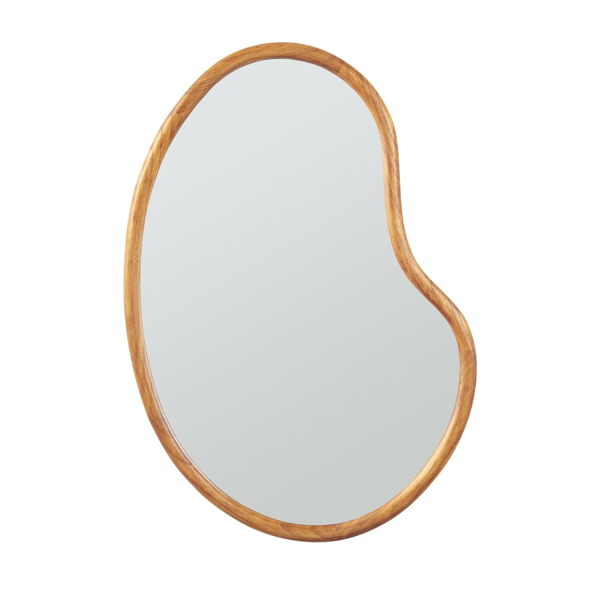 [en.casa] Espejo de Pared Asimétrico Espejo Baño Salón Elegante Diseño Atemporal con Ganchos de Suspensión Sin Distorsiones Marco Madera de Paulownia MDF 75 x 55 cm - Efecto Roble