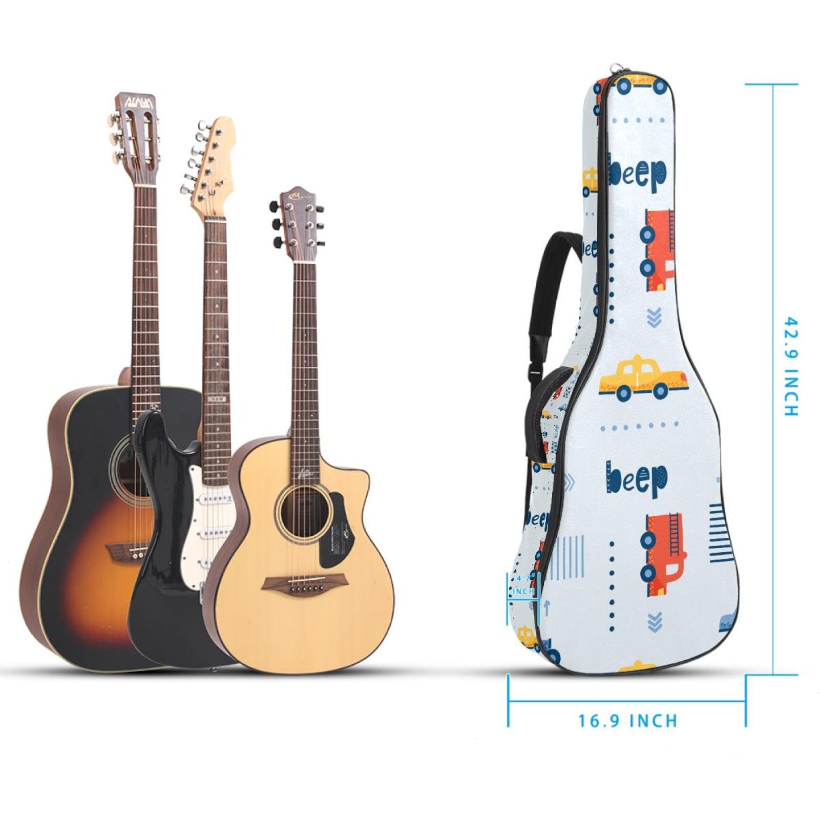 Torba na gitarę akustyczną wodoodporny plecak na gitarę grubo miękko wyściełany samochód klasyczna obudowa na gitarę, wielobarwny, 42.9x16.9x4.7 in, Organizer do torby