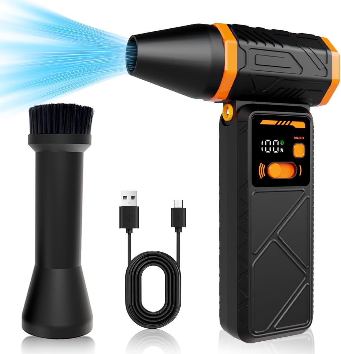 Compressed Air Duster,330,000RPM Electric Air Duster with LED Light,Rechargeable Cordless Mini Air Blower Adjustable Stepless Contorl,Dust Blower with LCD for Computer,Keyboard,House,Outdoor&Car