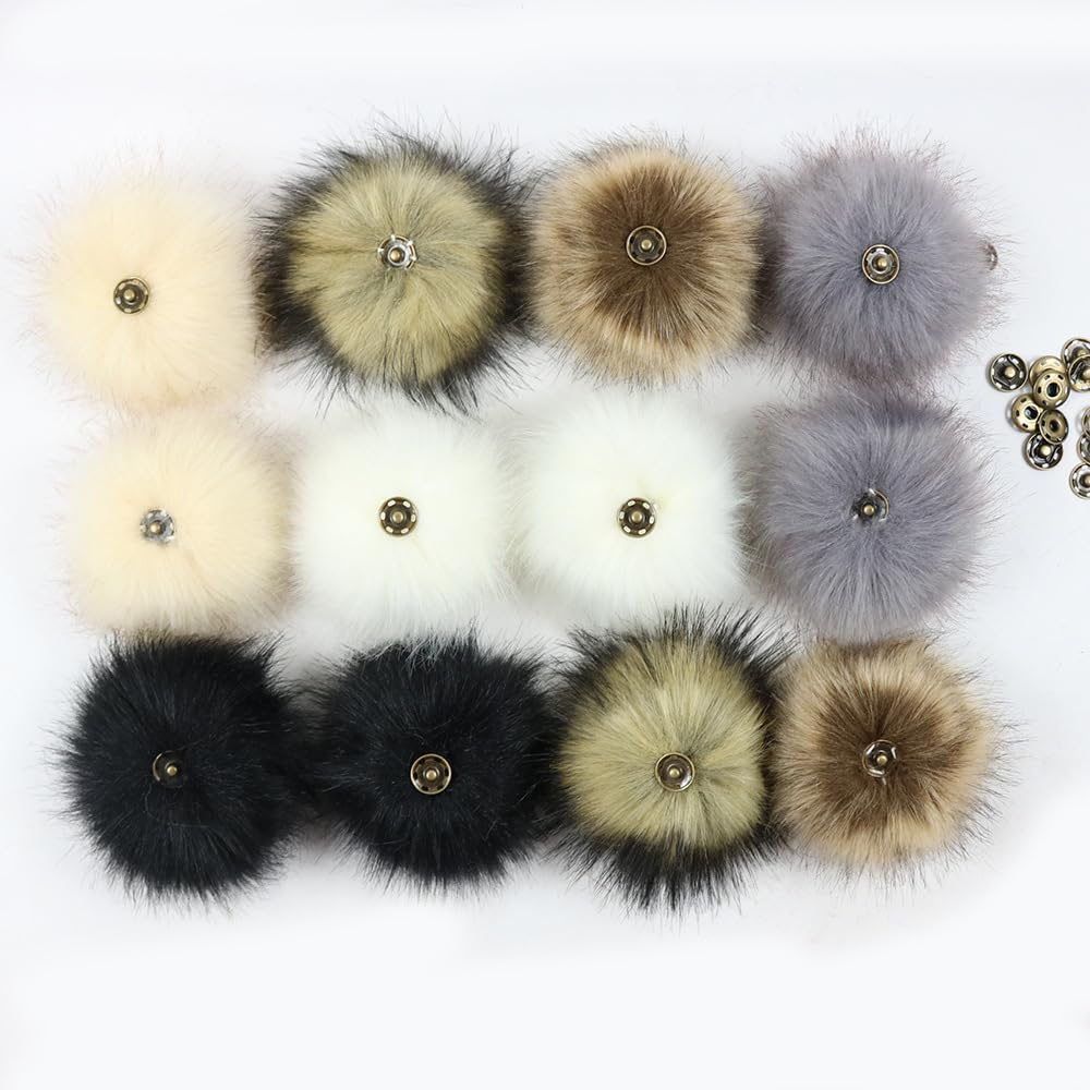 Pompony ze sztucznego futra, pompony, pompony do rękodzieła, 10 sztuk, 15 cm, pompony ze sztucznego futra, bombki z ukrytą klamrą, do majsterkowania, na wesela, urodziny, Boże Narodzenie, akcesoria do