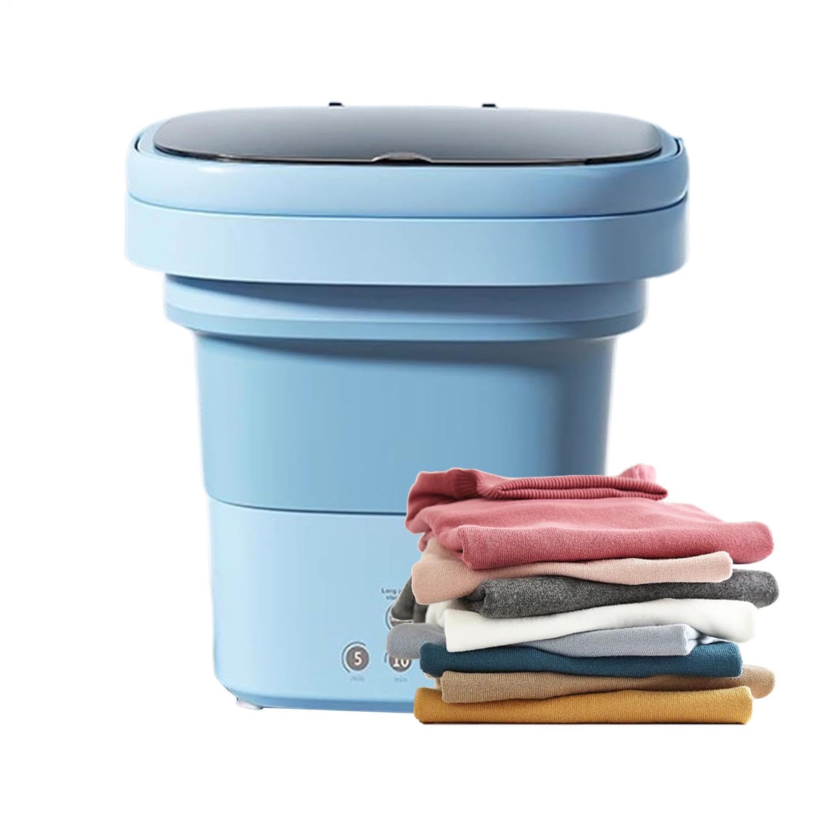 Mini lavadora de viaje silenciosa con cesta de desagüe para camping y hogar 8