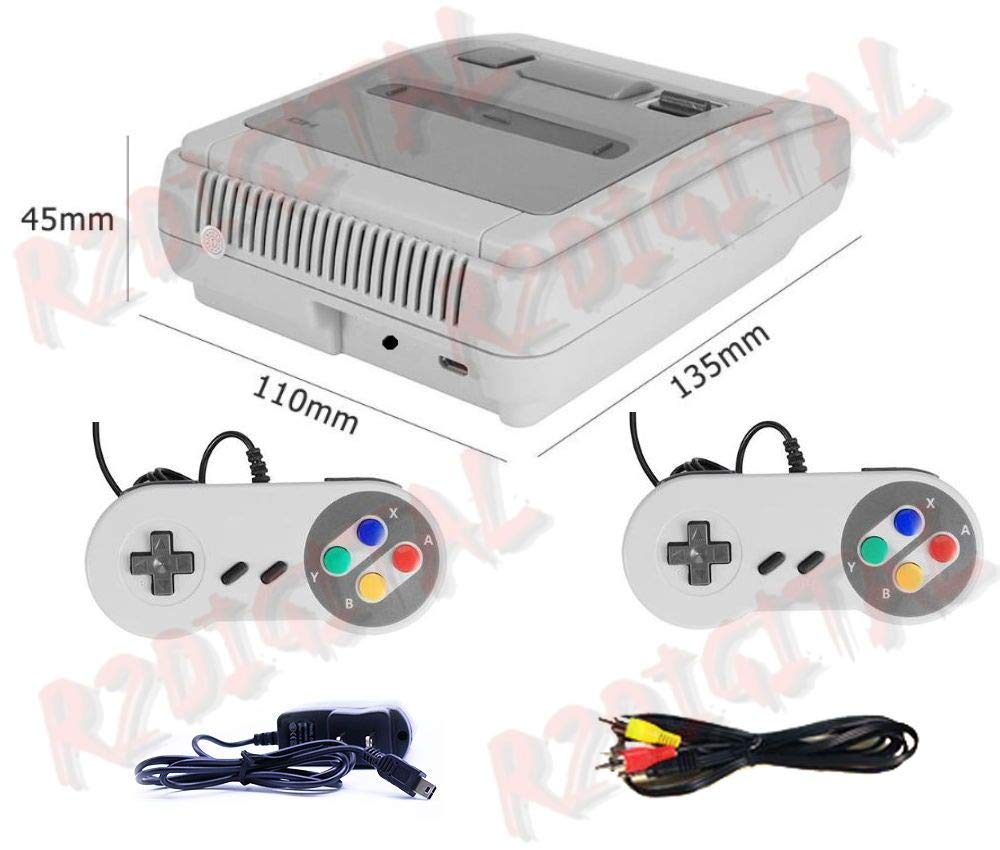 r2digital® CONSOLE DI GIOCO per TV GC256211 con 2 CONTROLLER VIDEOGIOCO da SALOTTO PORTATILE 256 GIOCHI NON RIPETITIVI