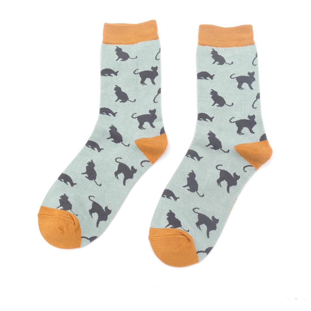 Miss Sparrow Cats Duck Egg Womens Novelty Ankle Socks Adult One Size