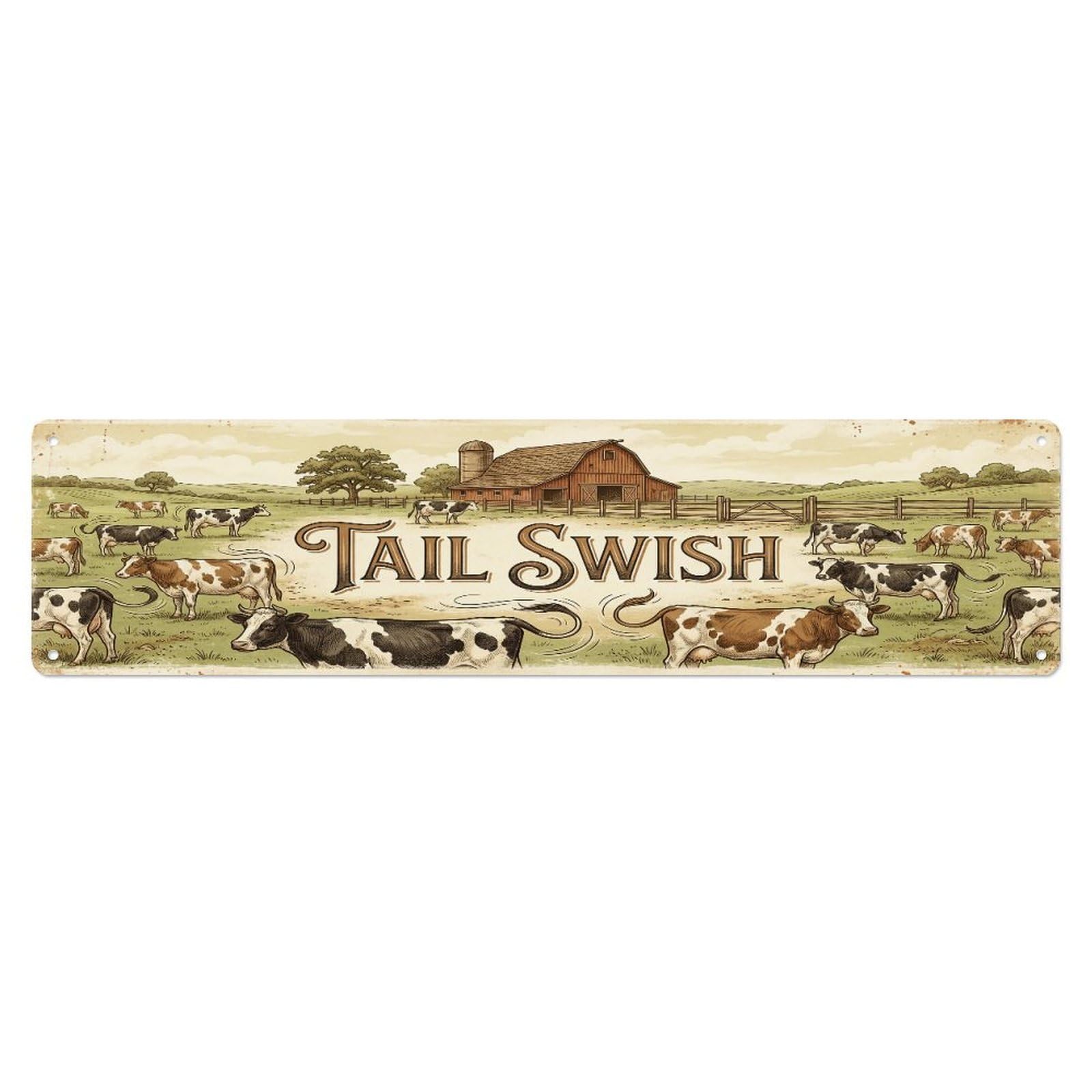 Xanthor Style Metal Tin Sign Vintage Barn Tail Cow Farmhouse Funny Cow Backyard Farm