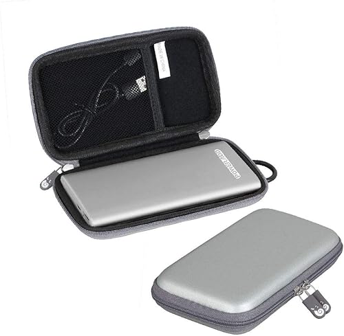 Hermitshell Estuche de viaje duro para EnergyCellPOWERADD Pilot 4GS 12000mAh 8-Pin entrada cargador portátil (gris)