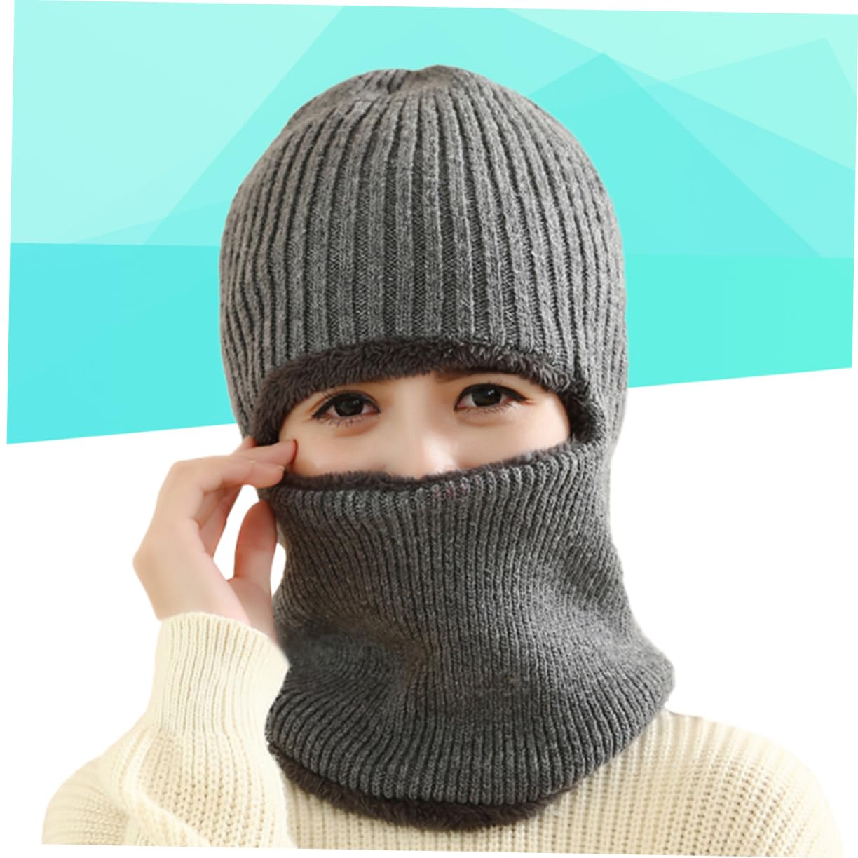 FOMIYES Knitted Cycling Headwear for Outdoor Sports Lightweight Breathable Neck Warmer Hat Scarf Grey for Running Biking and Climbing Activities