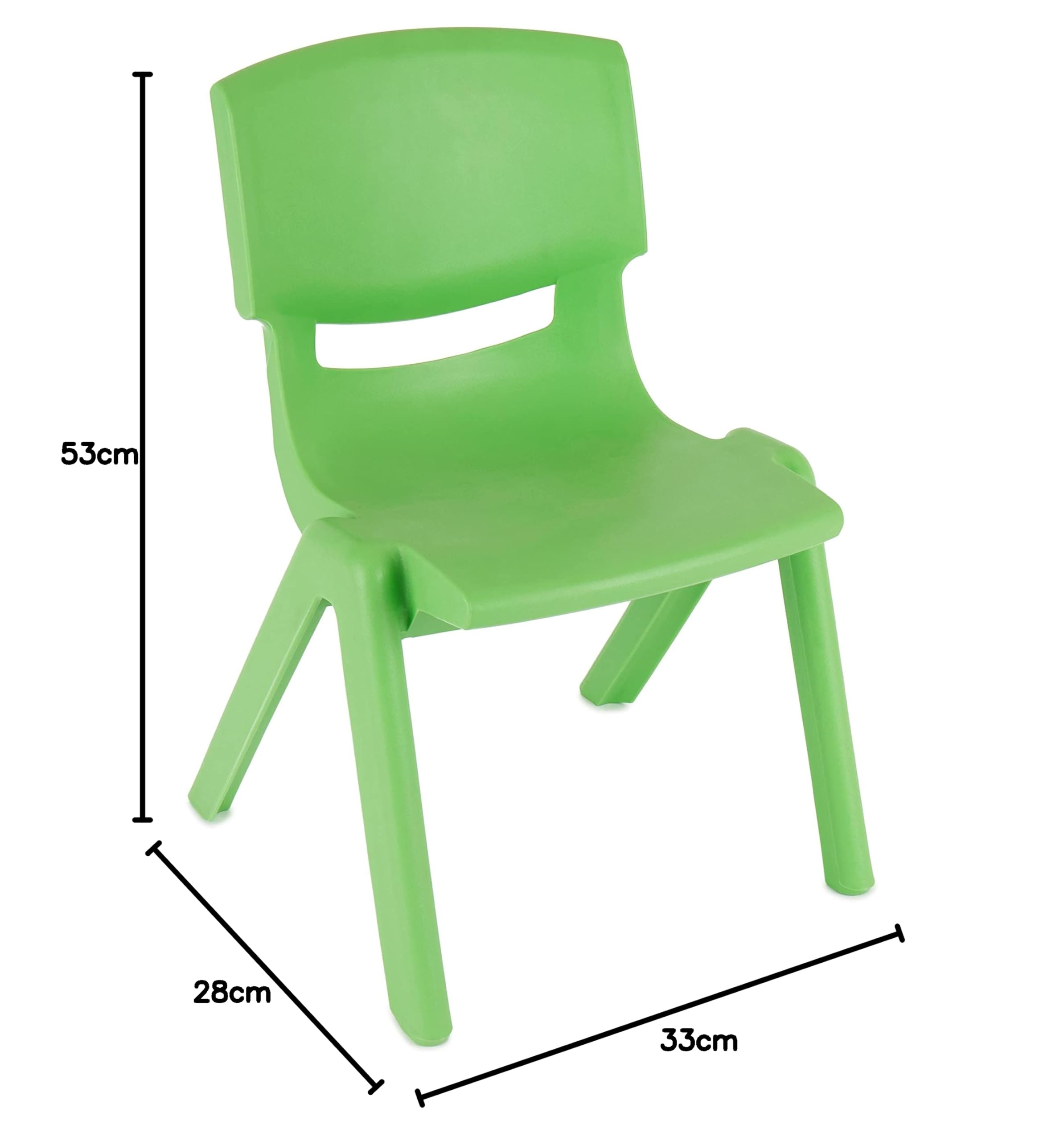 Bieco 0400002 krzesło dziecięce z tworzywa sztucznego można układać w stos, ok. 53 x 33 x 28 cm, zielone