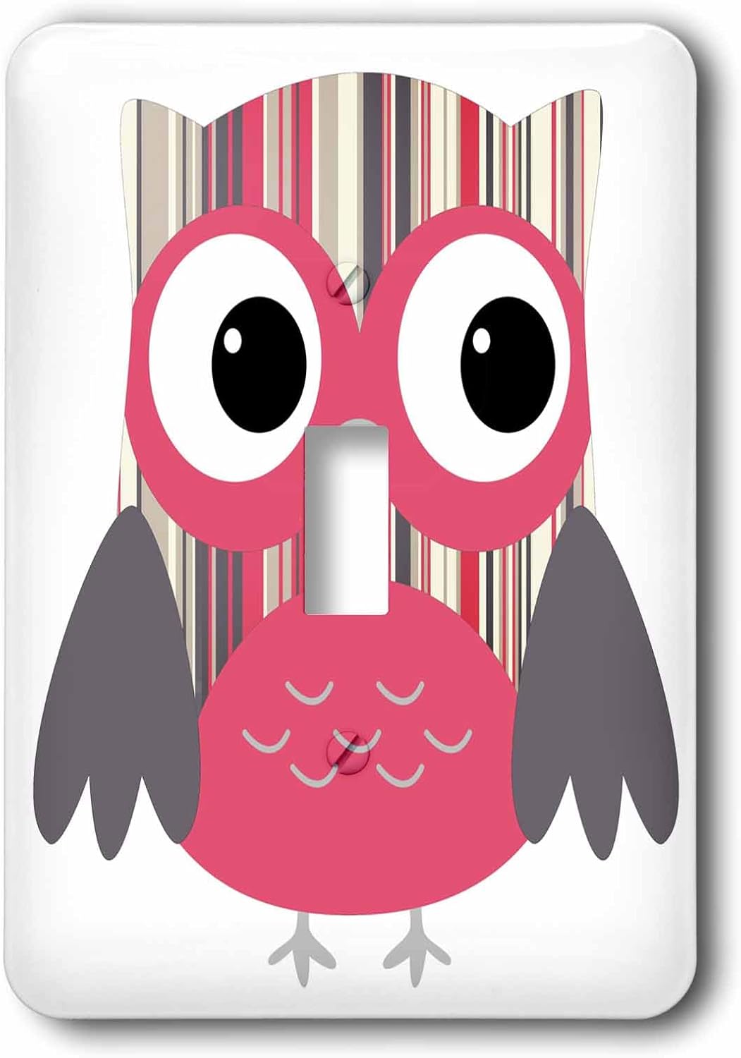 3dRose lsp_61001_2 Cute Bold Pink Striped Owl Double Toggle Switch