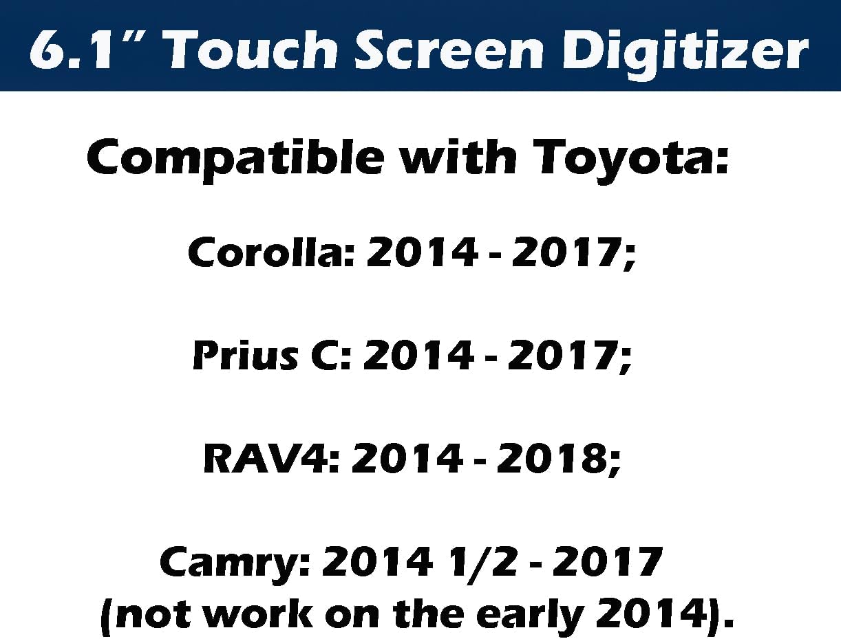 Goodsby Touch Screen Glass Digitizer 6.1" Compatible Replacement for Toyota Corolla 2014-2017, Camry 2014-2017, RAV4 2014-2018, Prius С 2014-2017 Car Radio Navigation 12-pin