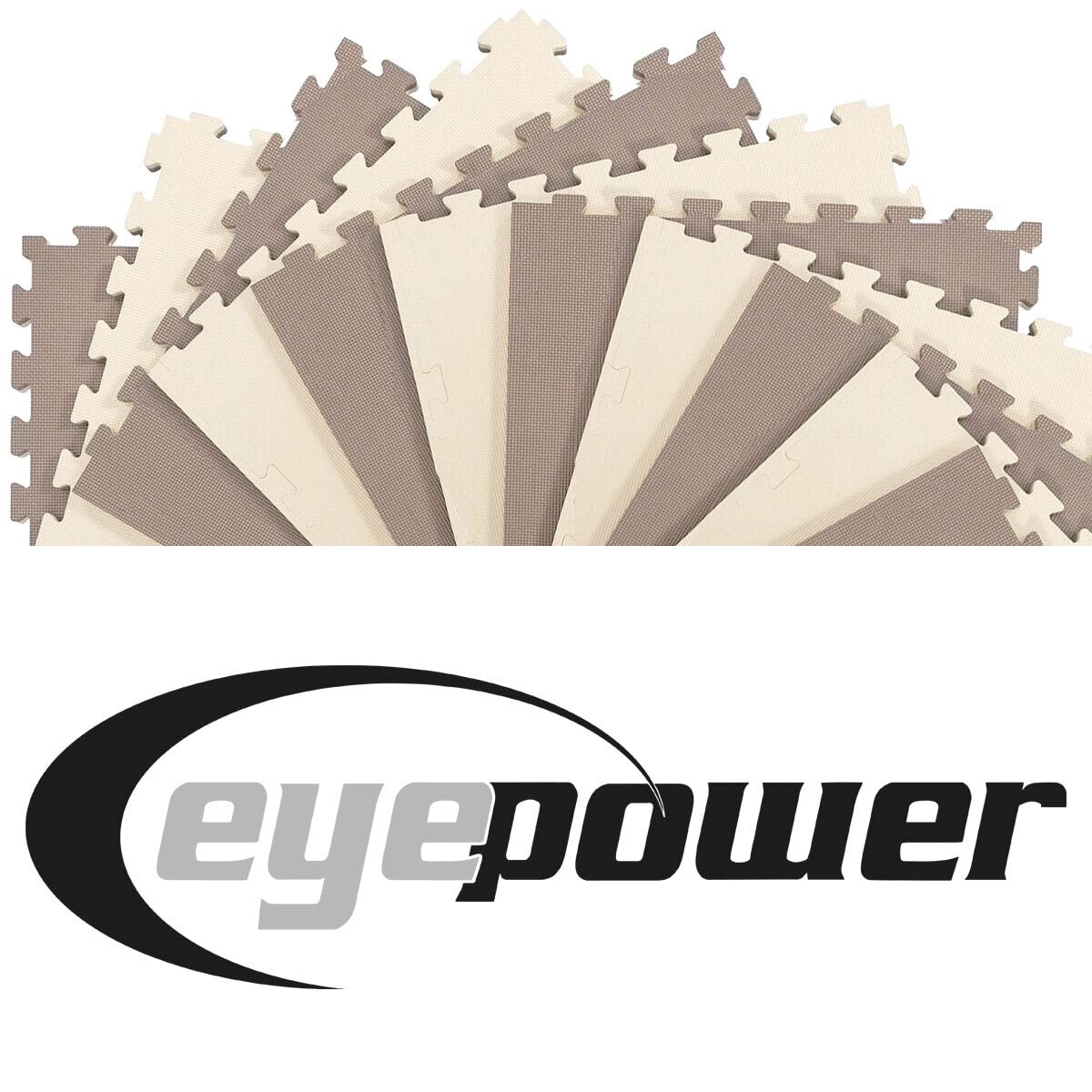 eyepower 4,8 mq, tappetino fitness professionale, spessore 2 cm, set da 12 pezzi, 63 x 63 cm, tappetino di protezione per attrezzi da fitness, pesi e bilanciere, tapis roulant, per bicicletta