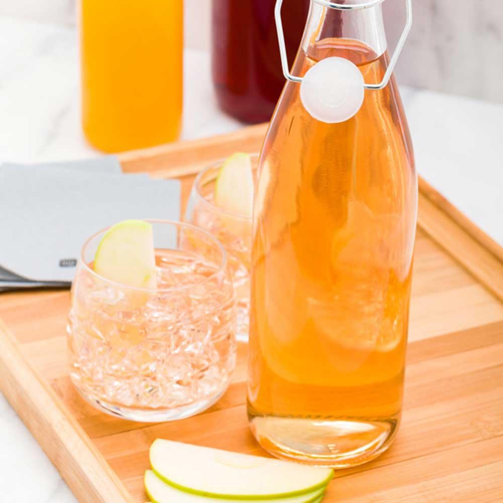 Restaurantware-17 Ounce Swing Top Glass Bottles, 10 Airtight Seal Glass Bottles With Swing Top Lids - Medium, Resealable, Clear Bottle, For Sodas, Kombuchas, Juices