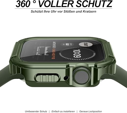 Miniatura 3 de Recoppa para Funda Resistente Apple Watch 45mm Series 7 & Series 8 & Series 9 con Protector de Pantalla, Funda Protectora a Prueba de Caídas Grado