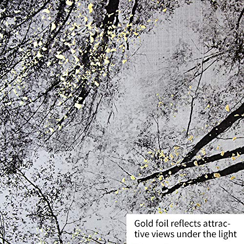Lamplig Forest Wall Art Large Grey Tree Pictures Black And White Gray Canvas Prints Hand Painted Oil Paintings Gold Leaf Framed Nature Artwork Vertical Home Decor For Living Room Bedroom 32"X48" #TOP4