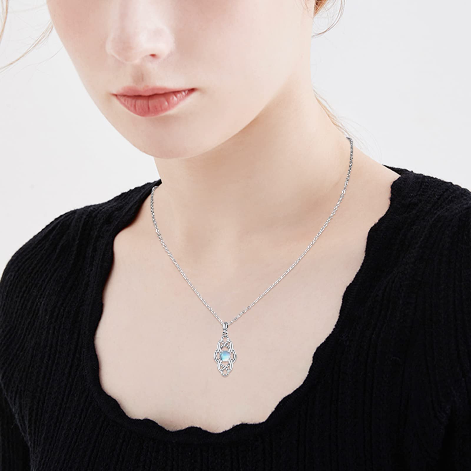 Mondstein Halskette 925 Sterling Silber Mondstein Anhänger Kette Regenbogen MondsteinSchmuck Geschenk für Damen