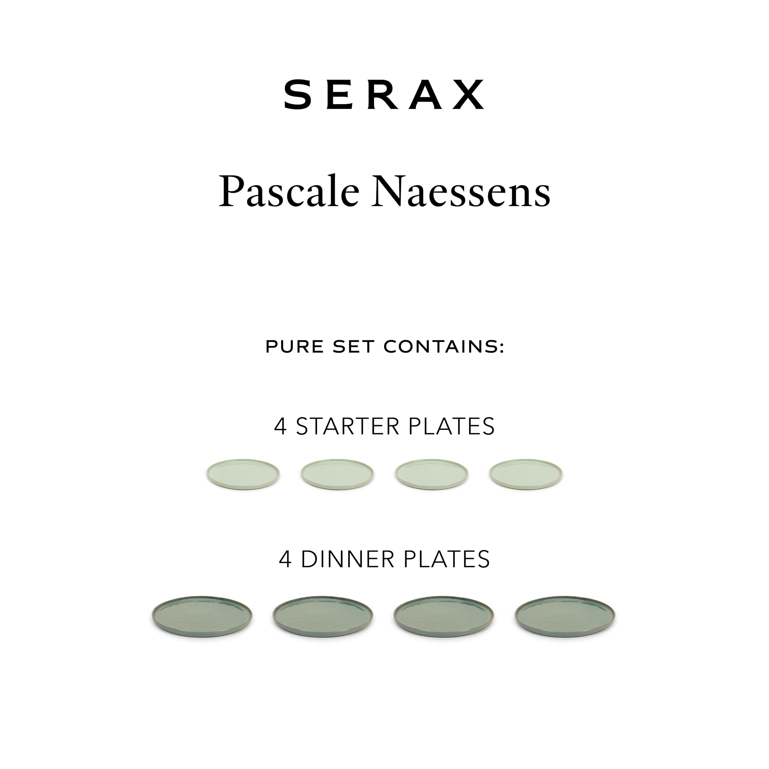 Serax Aquagreen Pure 12-częściowy zestaw obiadowy | 6 talerzy w rozmiarze M, 6 talerzy obiadowych w rozmiarze L, zestaw ceramiczny Pascale Naessens, współczesna zastawa stołowa