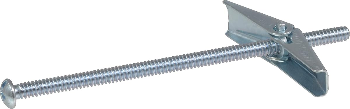 Hillman Toggle Bolts, 1/8in x 2in, 50 Pack, Zinc | Steel round head anchors with spring wings for drywall, plaster, tile, and hollow block, pre-drill for secure wall mounting