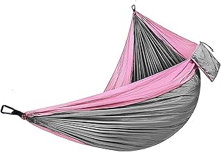 Hamaca, Ultraligero Capacidad de Carga de hasta 200 kg Portátil con Bolsa de Transporte Nylon de paracaídas de Secado rápido for Exteriores Interiores Viajes Camping Jardín Rosa 1# 270 cm x 140 cm