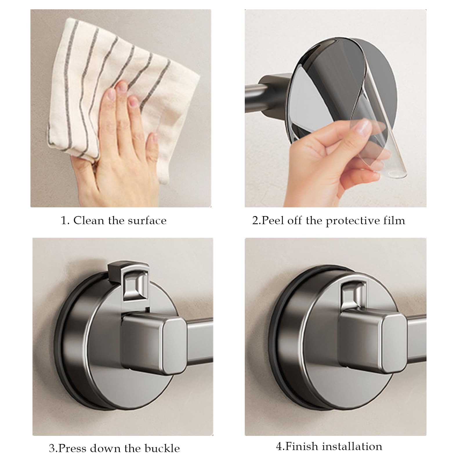 AYVADA Porte-Serviettes Sous Vide Ventouse Porte-Serviettes Double Porte-Serviettes Pour Salle De Bain Accessoire Vêtements Débarbouillettes Sans Perçage Support Mural étagère Chrome Poli/a