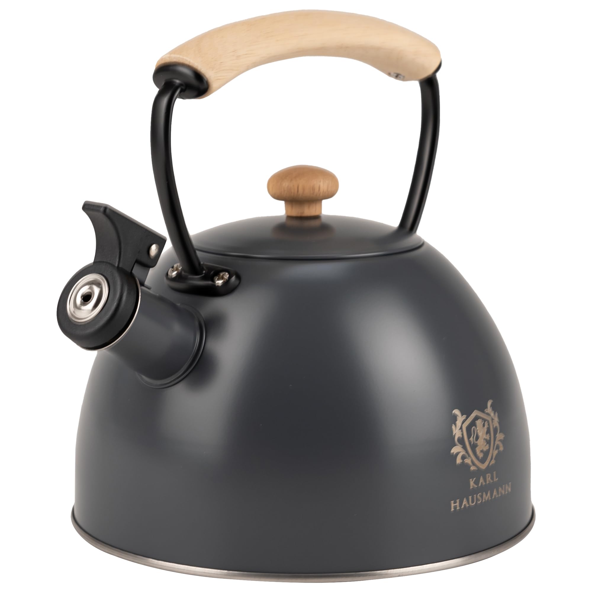 KARL HAUSMANN Bouilloire Induction 2,5L Inox avec Sifflante - Gris Theiere Cuisine pour Plaque Gaz, Vitrocéramique et Électrique - Grande Capacité Eau Chaude avec Couvercle Amovible