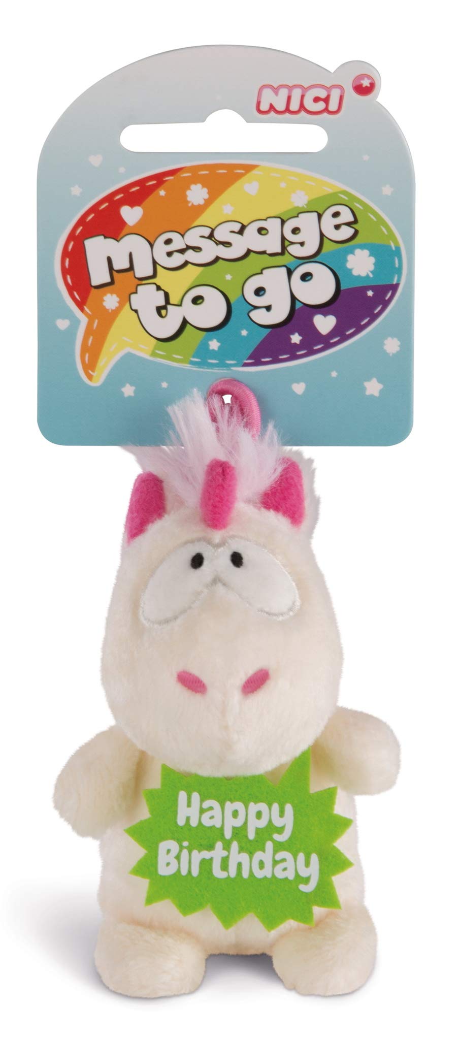 NICI 42722 zawieszka jednorożec Theodor Happy Birthday, 8 cm, biały/różowy