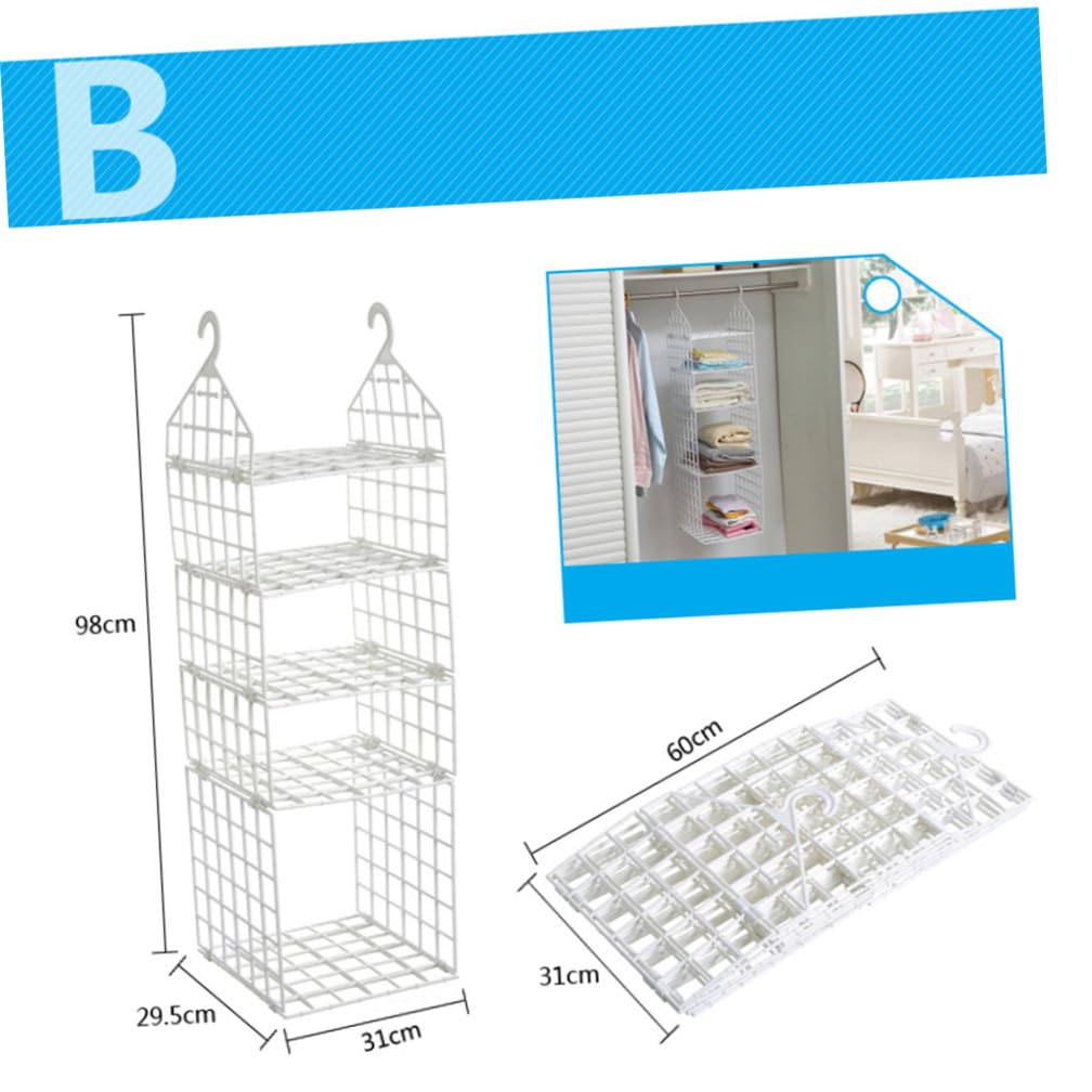 Organizador Colgante Plegable de Plástico Blanco, 1 Capa Grande y 3 Pequeñas, para Ropa, Suéteres y Toallas, Estante Ventilado y Ahorrador de Espacio, Adecuado para Dormitorio