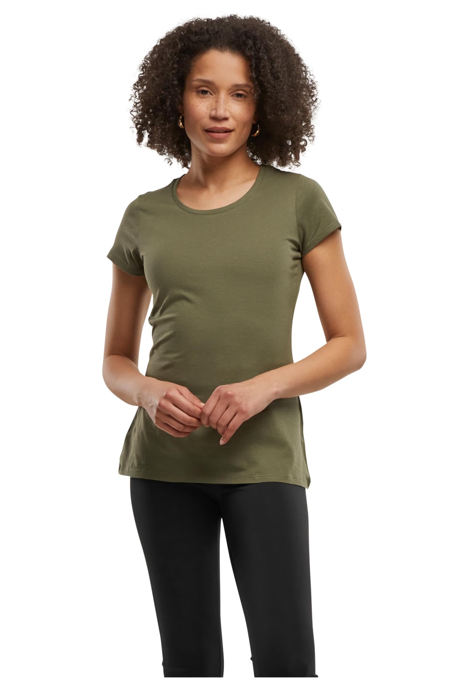 Build Your Brand Women's Ladies Basic Tee T-Shirt, Olive, 4XL