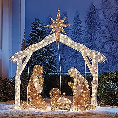 Lighted Outdoor Nativity Scene - Outdoor Nativity Scene With Led String Light Holy Family Nativity Scene Set Christmas Display For Front Yards Lawns Church (F, F) #TOP11