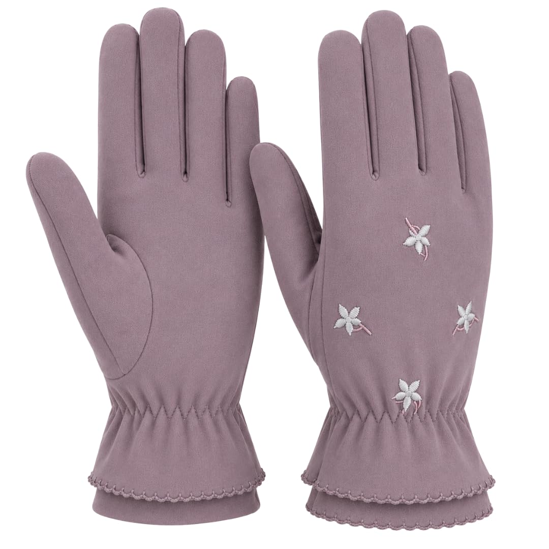 Waterproof Touch Screen Women Gloves Fur Inside for Snow, Trekking, Riding, Excersise etc. with Elastc Cuff for Women (Purple), cycling-image-8
