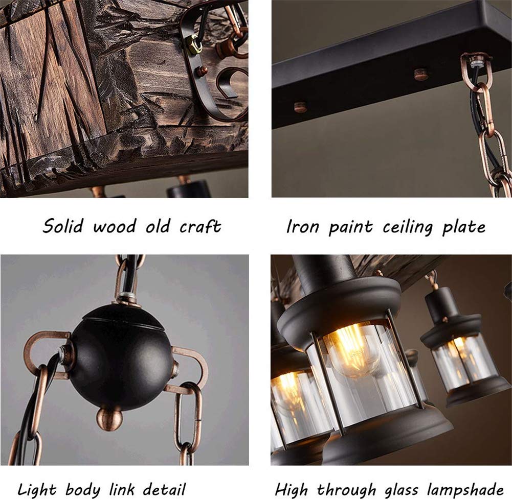 E27 Industriële retro hanglamp, massief hout, eettafellamp, antieke