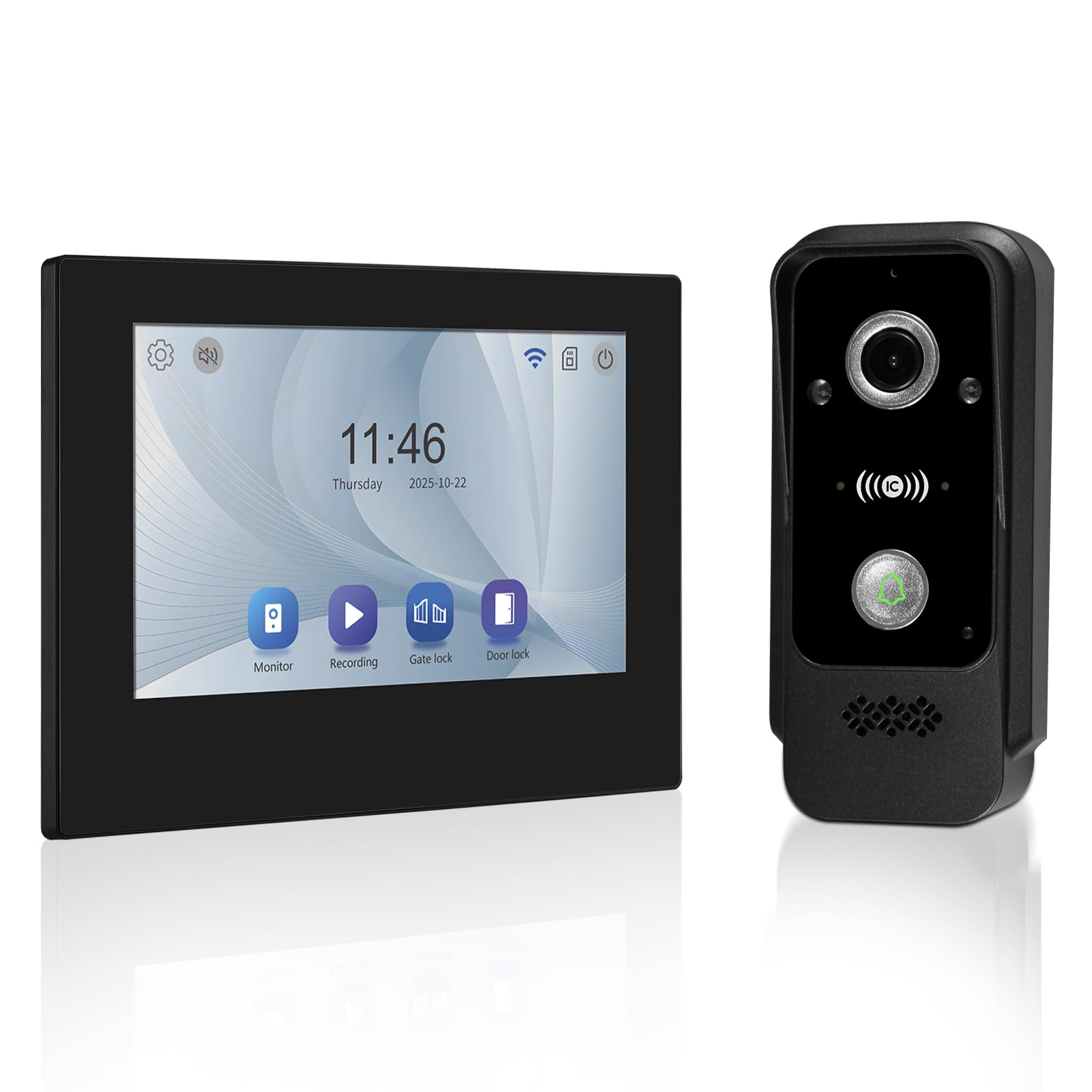 Sistema de videoportero de Dos líneas con Wi-Fi residencial, Pantalla táctil IPS de 7 Pulgadas, HD 1080P, cámara de 2 megapíxeles, desbloqueo de aplicación de Graffiti y visión Nocturna