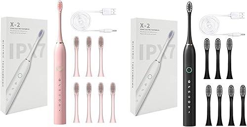 topliu Cepillo de dientes eléctrico inteligente de 6 velocidades con 8 cabezales de cepillo - Cepillo de dientes eléctrico portátil con temporizador