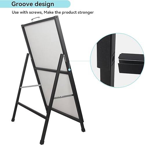 Miniatura 4 de Letrero de marco de alta resistencia de 24 x 36 pulgadas, soporte para póster de acera, portátil, plegable, para exteriores, adecuado para exhibir