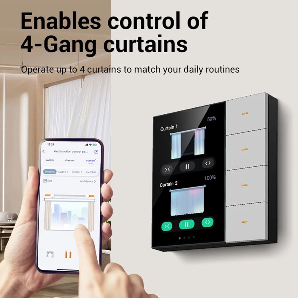 Interruptor de Pared Inteligente Tuya Zigbee de 3,5 Pulgadas con Pantalla Táctil, 4 Grupos, 8 Direcciones, Sensor de Radar, Interruptor de Atenuación, Hogar Inteligente A