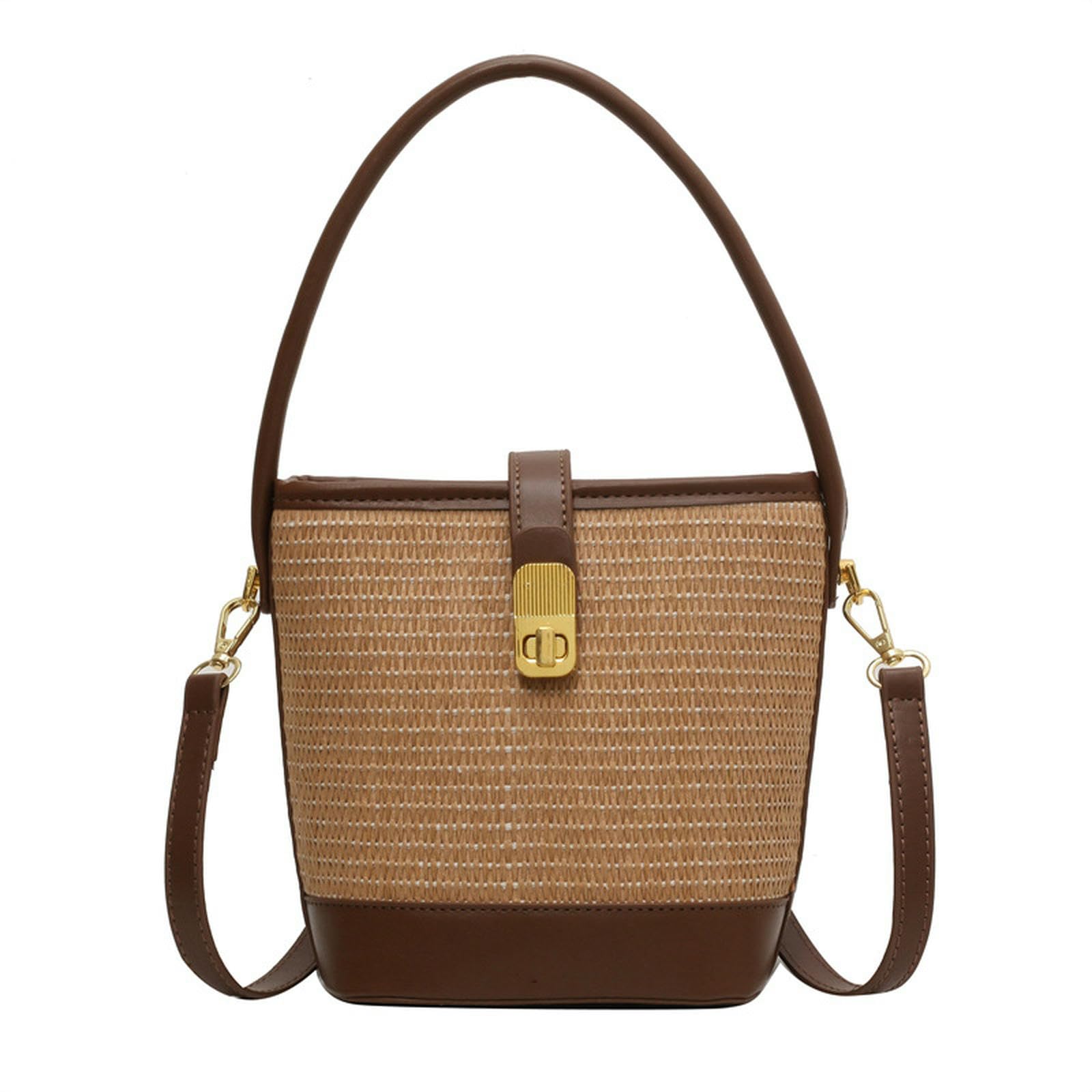 Kleine Umhängetaschen Modische Handgewebte Tasche Für Damen, Strohtasche, Umhängetasche, Messenger Bag, Lässige Beuteltasche-Khaki